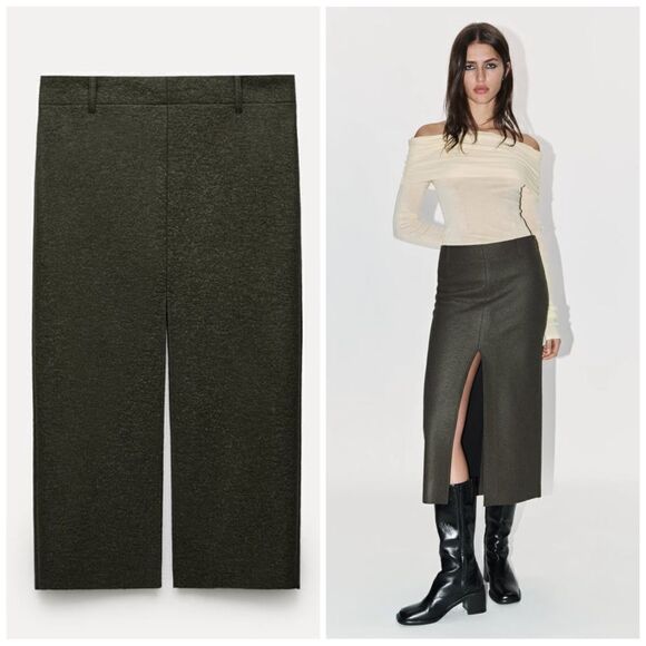 ZARA SLIT 100% WOOL SKIRT ZW COLLECTION - Picture 2 of 13